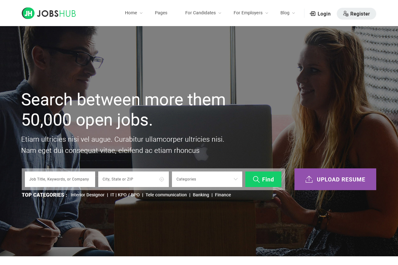 Jobs Hub Homepage