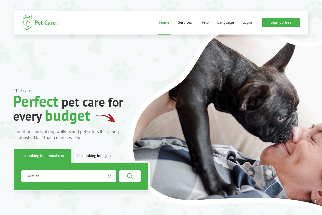 Pet Care Homepage