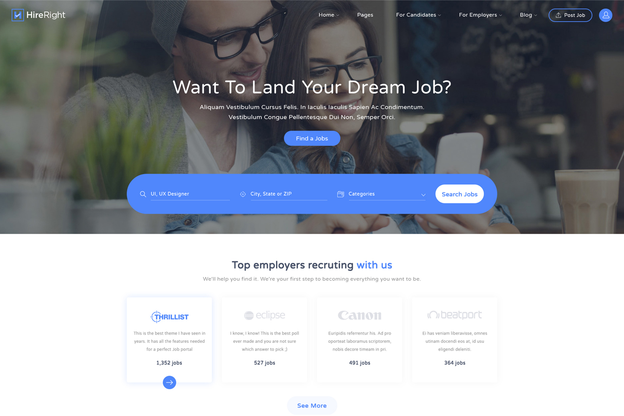 Hire Right Homepage